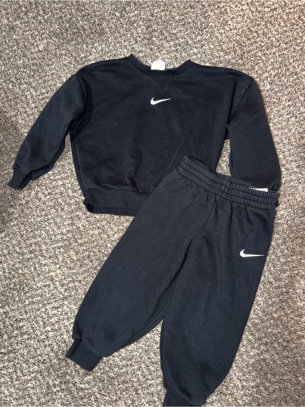 Nike Black Kids Sweatshirt & Joggers Set with White Swoosh